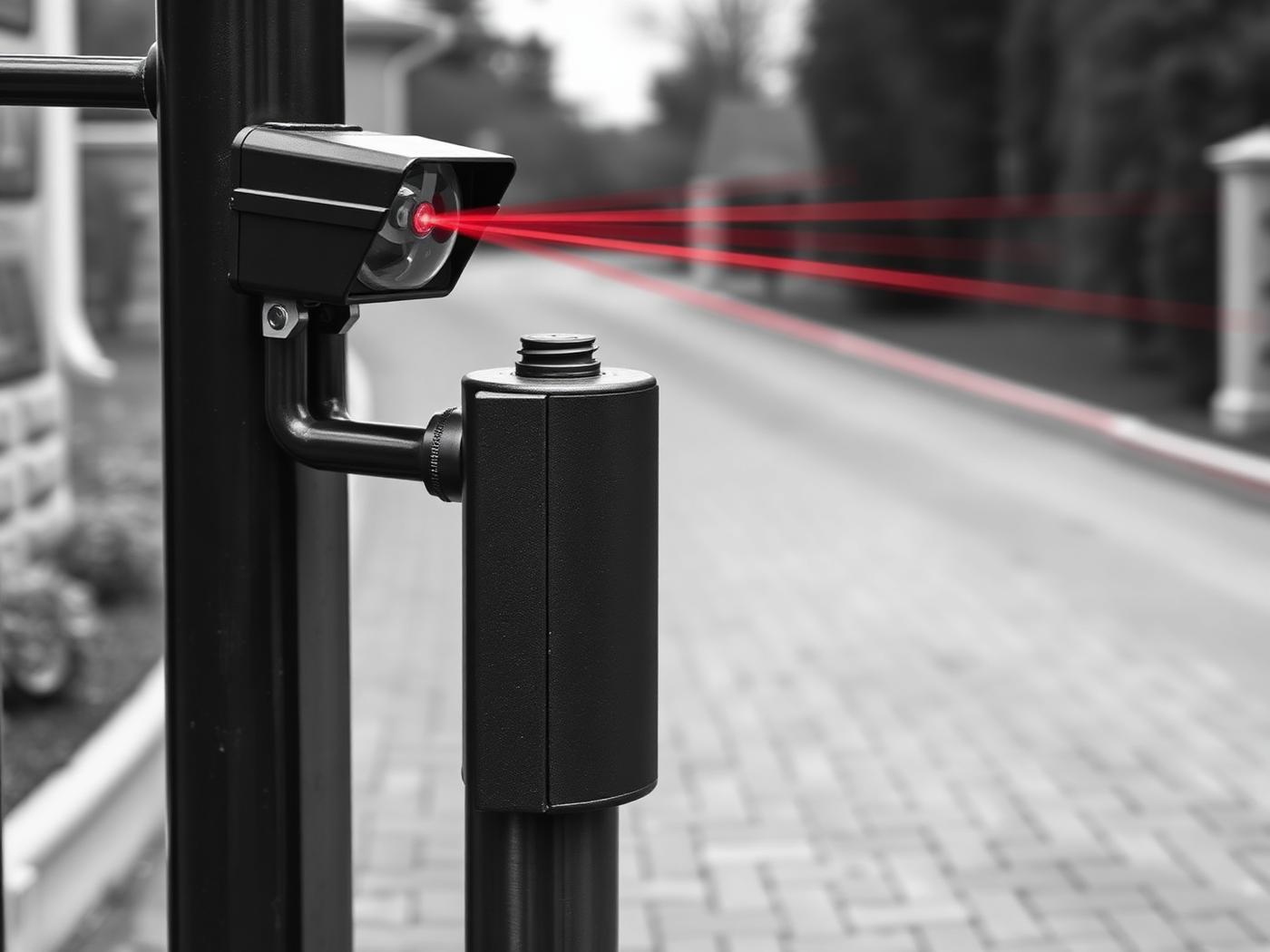 Bezpečnostná fotobunka na stĺpiku brány s infračerveným lúčom
